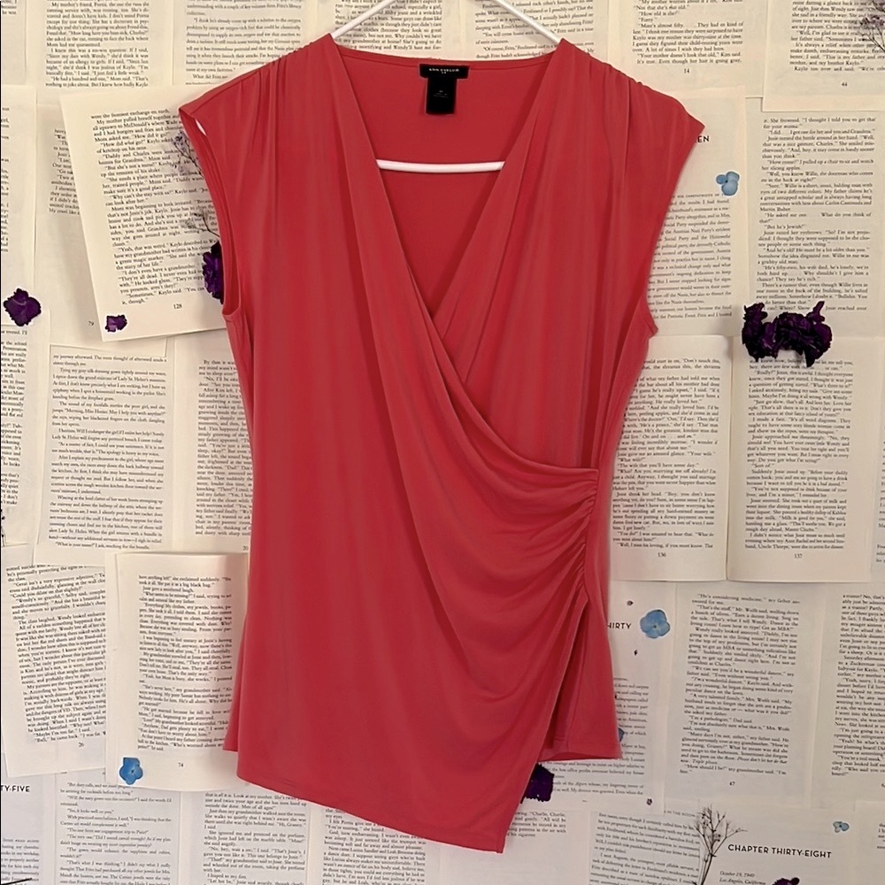 Ann Taylor Elegant Coral Drape Top M Size